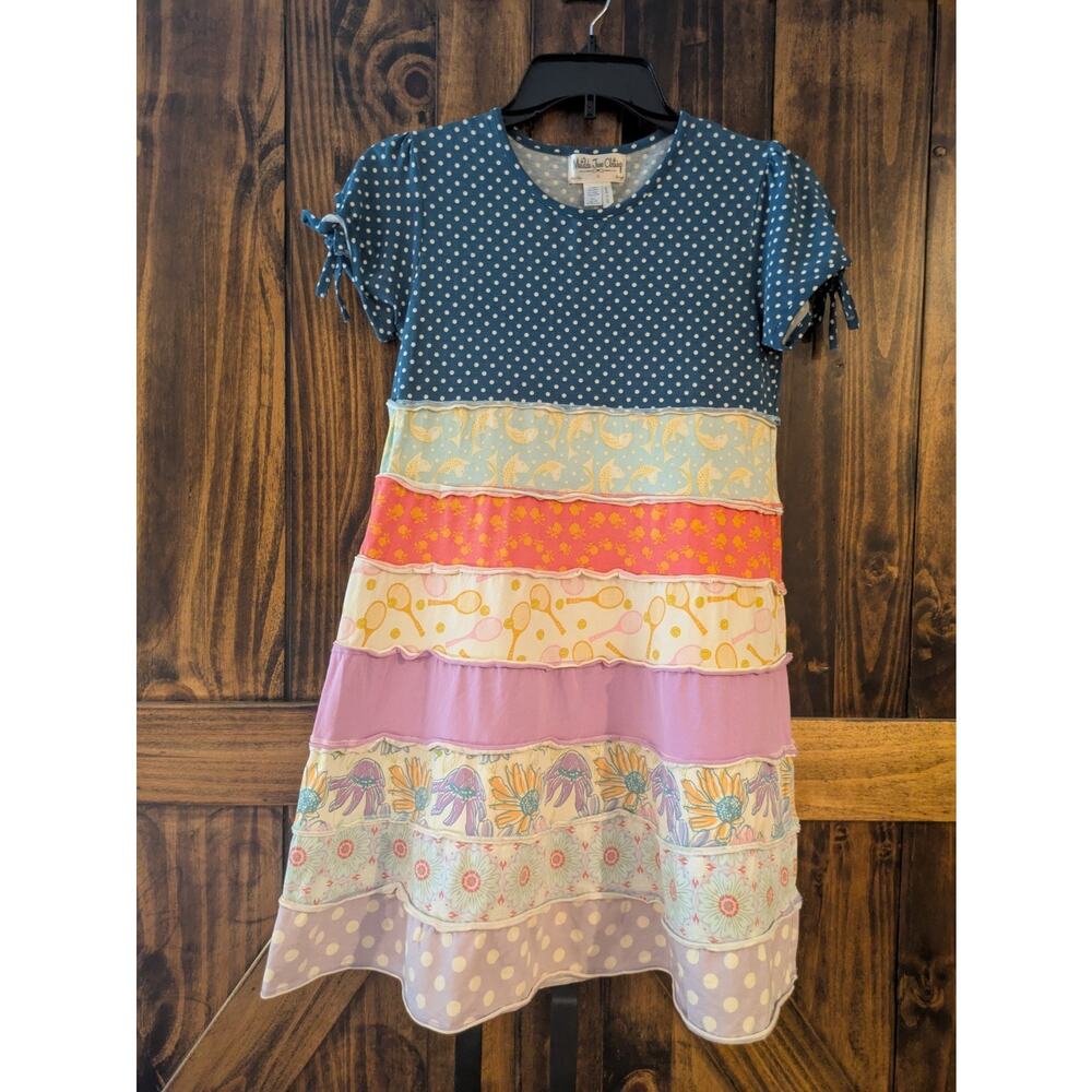 Matilda Jane Good Hart Yacht Club Wendy Tiered Dress Sz 12 Tennis Floral EUC